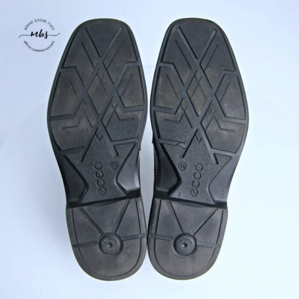 Ecco Lace‎ Up Leather Dress Shoes Black Men 12 - 12-5